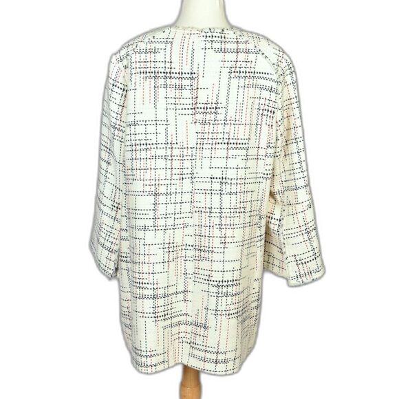 Banana Republic White Tweed Jacket w / Red Black Graphic Print Size L - Picture 2 of 6